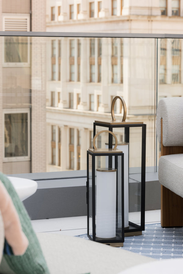 Corion 6" One Light Table Lamp, Patina Brass / Textured Black