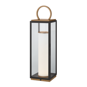 Corion 8" One Light Exterior Rechargeable Table Lamp, Patina Brass