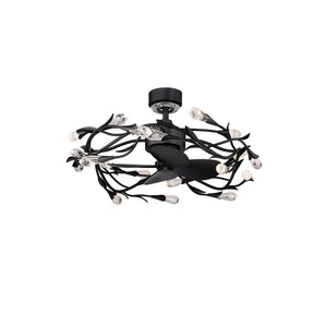 Secret Garden 32'' LED Smart Airelume Fan, Black with Clear Optic Haze