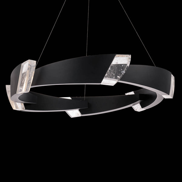 Embrace 44.25'' LED Pendant, Black with Clear Optic Crystal