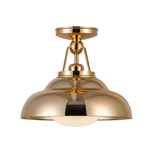 Paisano 12" Semi-Flush Ceiling Light, Polished Brass/Glossy Opal