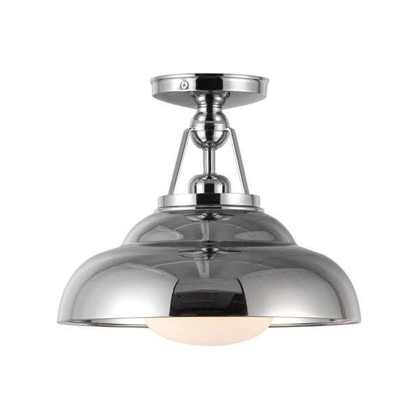 Paisano 12" Semi-Flush Ceiling Light, Polished Nickel/Glossy Opal