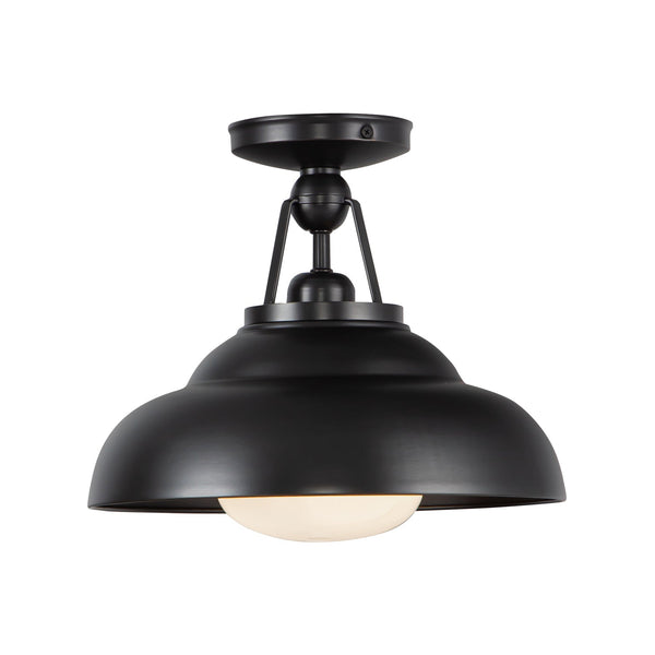 Paisano 12" Semi-Flush Ceiling Light, Urban Bronze/Glossy Opal