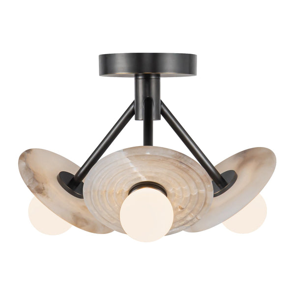 San Simone 13" Semi-Flush LED Ceiling Light, Urban Bronze/Alabaster