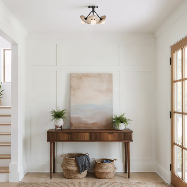 Manzanita 13" Semi-Flush LED Ceiling Light, Urban Bronze/Alabaster