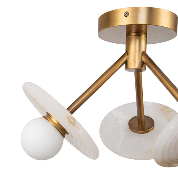 Manzanita 13" Semi-Flush LED Ceiling Light, Vintage Brass/Alabaster