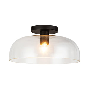Eliora 12" Semi-Flush Ceiling Light, Matte Black/Clear Glass