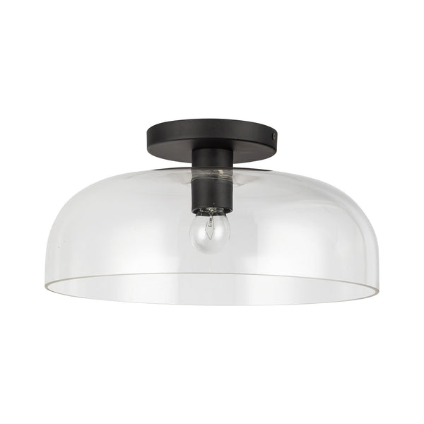 Eliora 12" Semi-Flush Ceiling Light, Matte Black/Clear Glass
