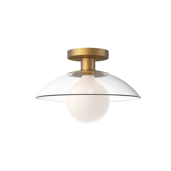 Lucia 12" Semi-Flush Ceiling Light, Aged Gold/Clear Glass