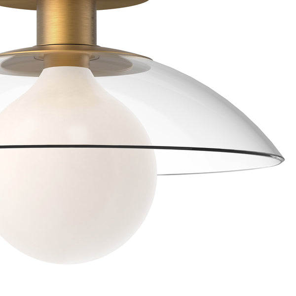 Lucia 12" Semi-Flush Ceiling Light, Aged Gold/Clear Glass