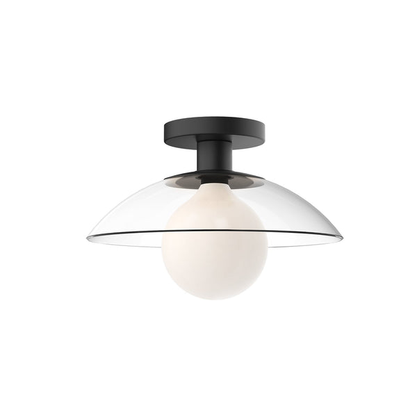 Lucia 12" Semi-Flush Ceiling Light, Clear Glass/Matte Black
