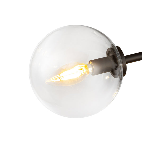 Venus 15" Three-Light Semi-Flush Ceiling Light, Matte Black/Clear Glass