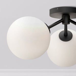 Venus 15" Three-Light Semi-Flush Ceiling Light, Matte Black/Opal Matte Glass