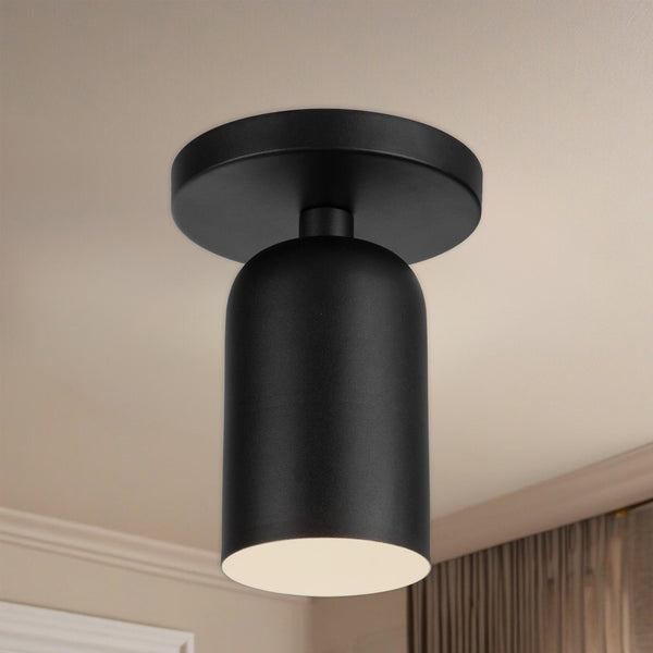 Solenne 4" Semi-Flush Ceiling Light, Black