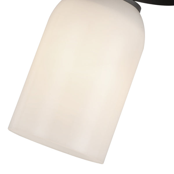 Solenne 4" Semi-Flush Ceiling Light, Black/Glossy Opal Glass