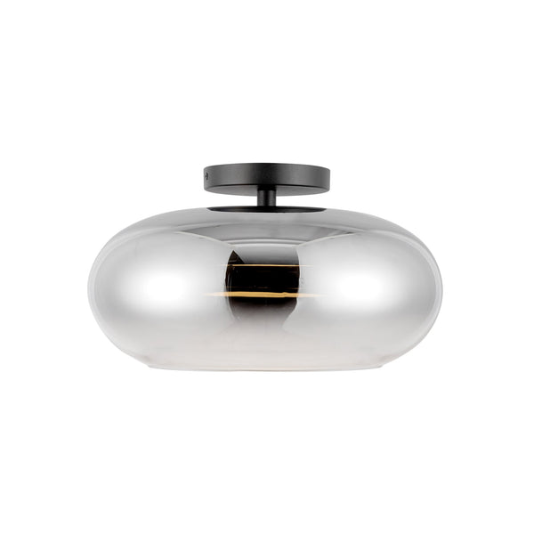 Liora 14" Semi-Flush Ceiling Light, Black/Chrome