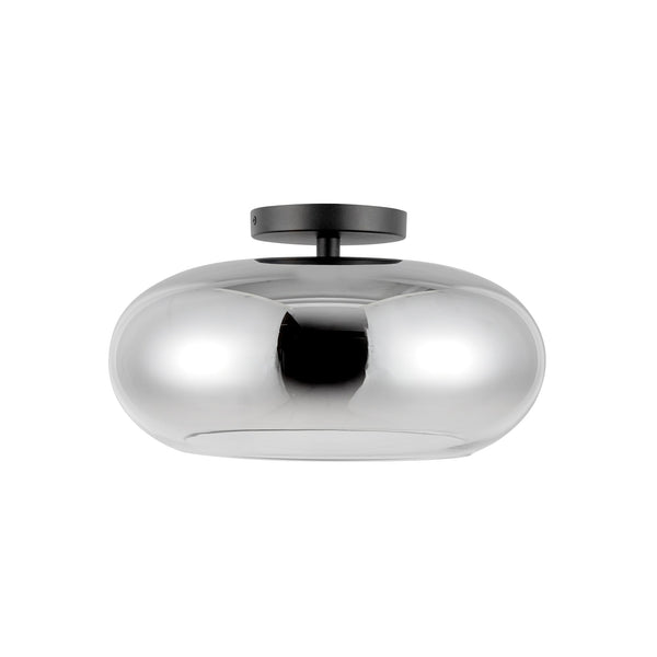 Liora 14" Semi-Flush Ceiling Light, Black/Chrome