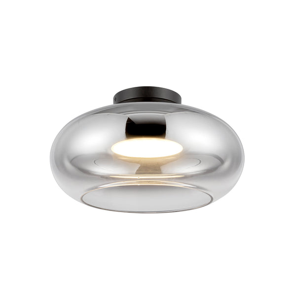 Liora 14" Semi-Flush Ceiling Light, Black/Chrome