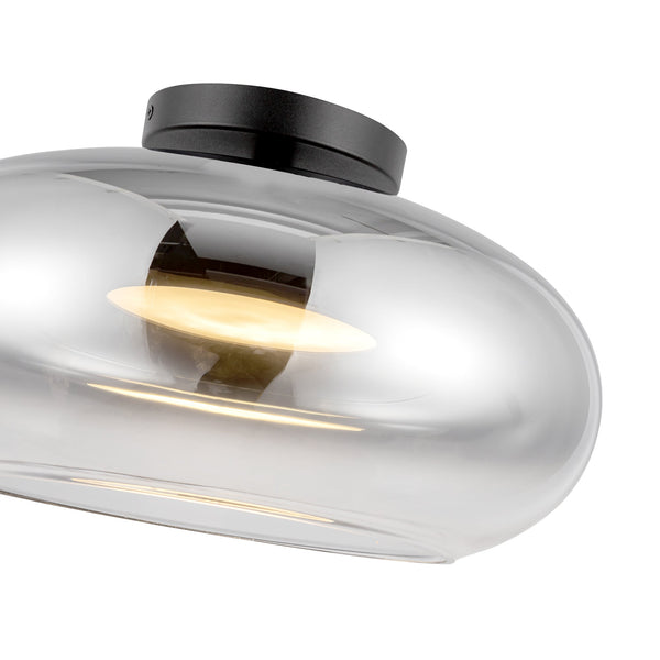 Liora 14" Semi-Flush Ceiling Light, Black/Chrome