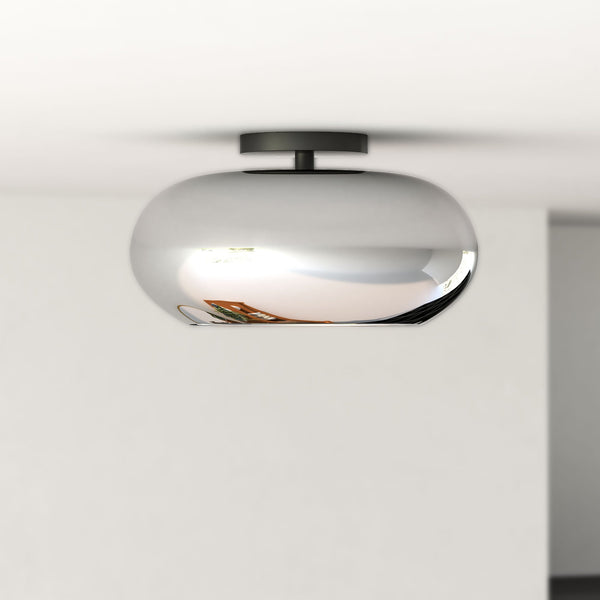 Liora 14" Semi-Flush Ceiling Light, Black/Chrome