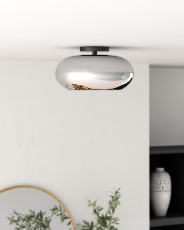 Liora 14" Semi-Flush Ceiling Light, Black/Chrome