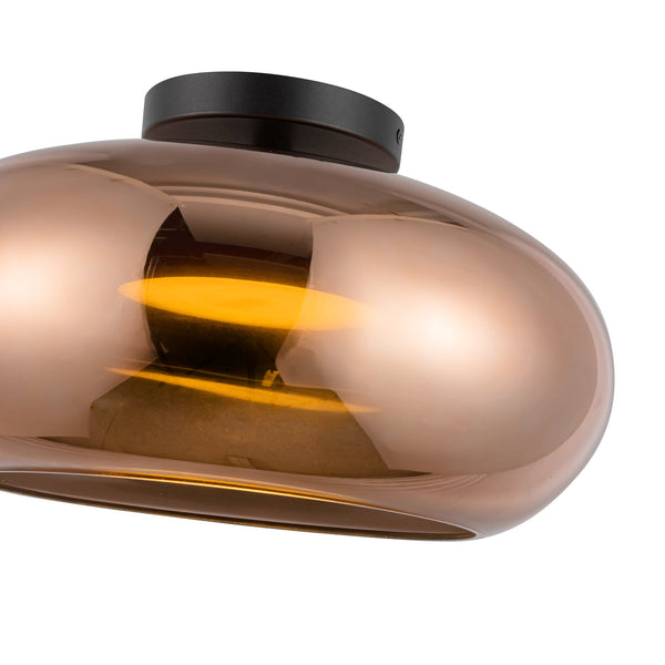 Liora 14" Semi-Flush Ceiling Light, Black/Copper