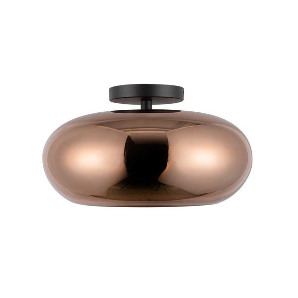 Liora 14" Semi-Flush Ceiling Light, Black/Copper