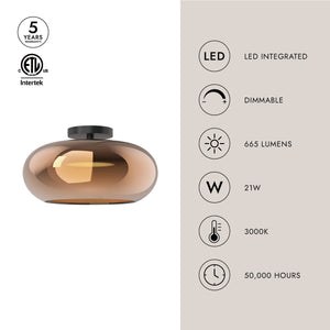 Liora 14" Semi-Flush Ceiling Light, Black/Copper