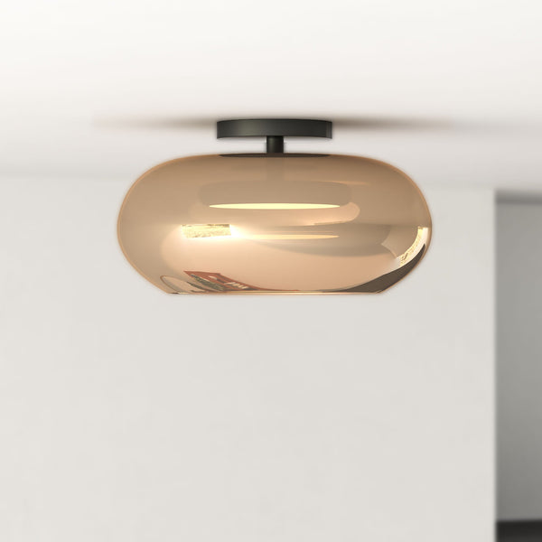 Liora 14" Semi-Flush Ceiling Light, Black/Copper