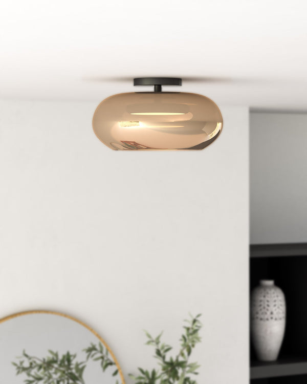 Liora 14" Semi-Flush Ceiling Light, Black/Copper