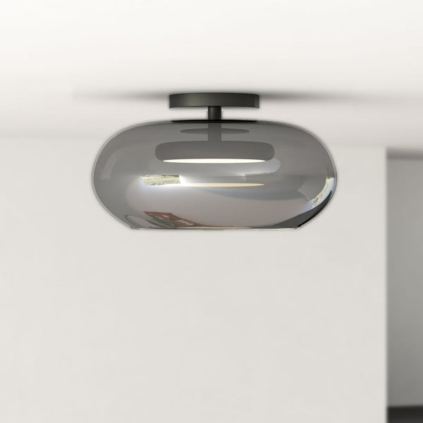 Liora 14" Semi-Flush Ceiling Light, Black/Smoked