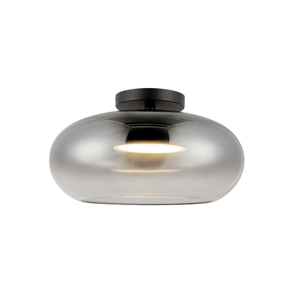 Liora 14" Semi-Flush Ceiling Light, Black/Smoked