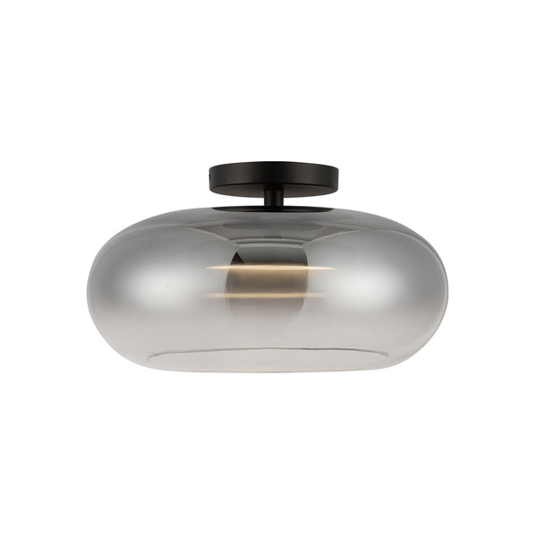 Liora 14" Semi-Flush Ceiling Light, Black/Smoked