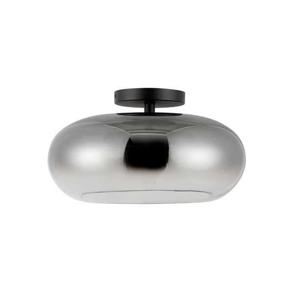 Liora 14" Semi-Flush Ceiling Light, Black/Smoked