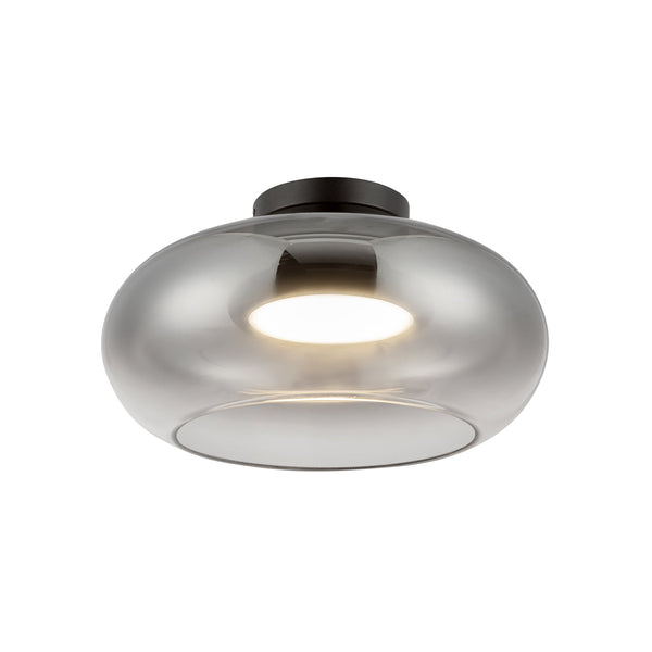 Liora 14" Semi-Flush Ceiling Light, Black/Smoked