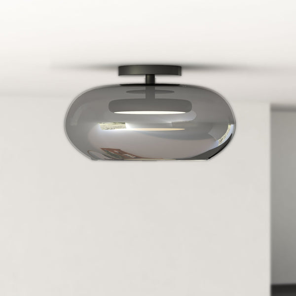 Liora 14" Semi-Flush Ceiling Light, Black/Smoked