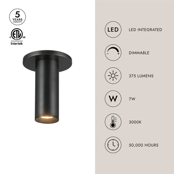 Aurelio 6" LED Semi-Flush Ceiling Light, Urban Bronze