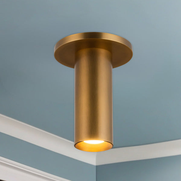 Aurelio 6" LED Semi-Flush Ceiling Light, Vintage Brass