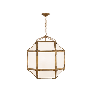 Morris 20" Three Light Medium Lantern, Gilded Iron / White Glass