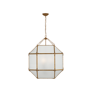 Morris 24" Three Light Large Lantern, Gilded Iron / Frosted Glass