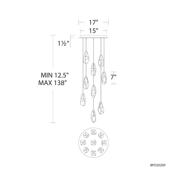 Martini 17'' LED Pendant, Polished Nickel