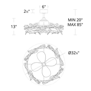 Secret Garden 32'' LED Smart Ceiling Fan, French Gold with Clear Optic Haze