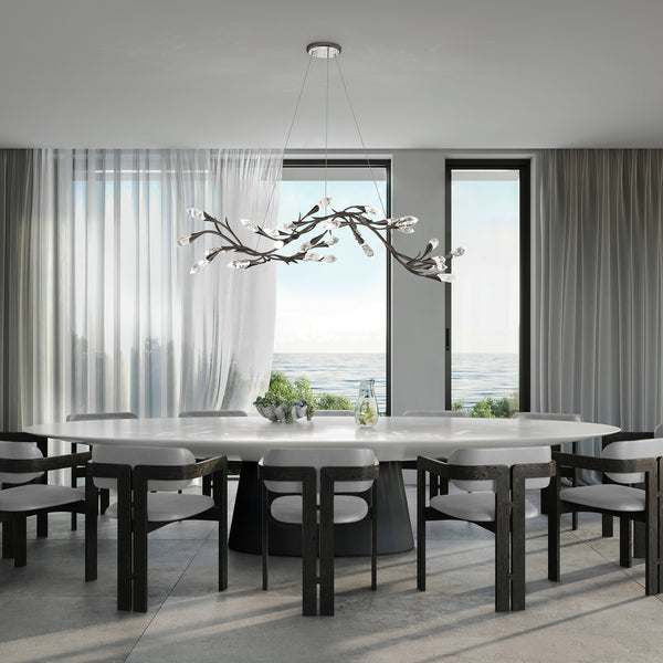 Secret Garden 56'' LED Linear Pendant, French Gold with Heritage Optic Haze
