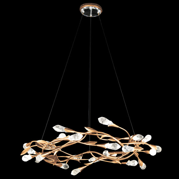 Secret Garden 34'' LED Pendant, French Gold with Heritage Optic Haze