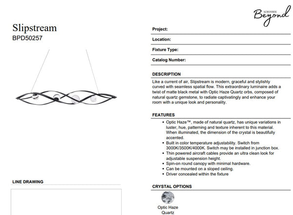Slipstream 54'' LED Linear Pendant, Black