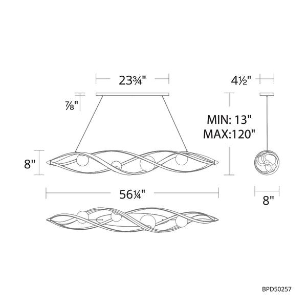 Slipstream 54'' LED Linear Pendant, Black