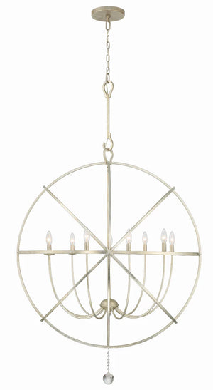 Soleil 40'' Nine Light Chandelier, Antique Silver