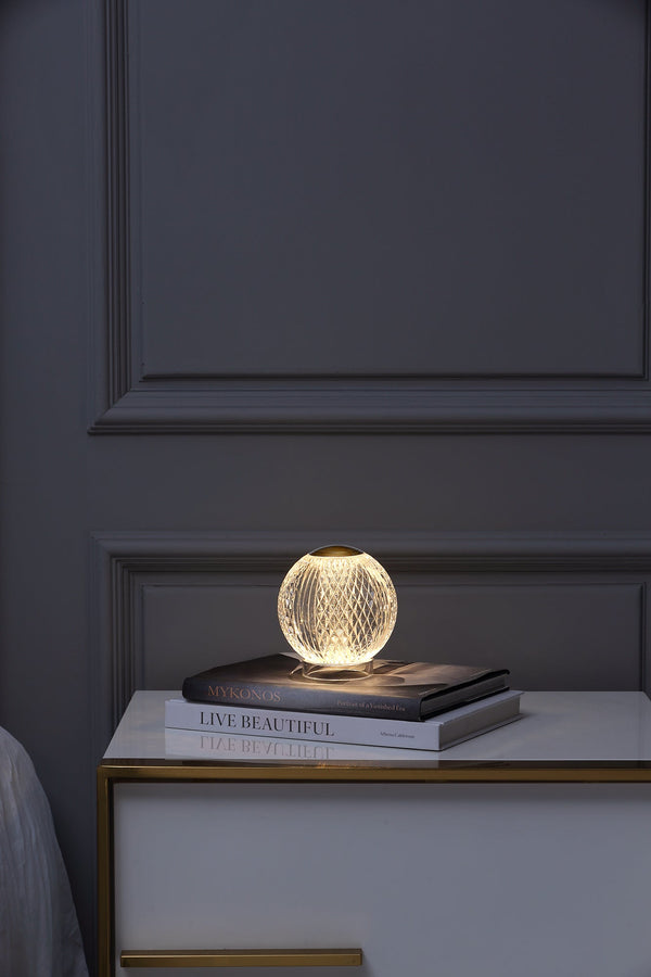 Cassia 4" LED Table Lamp, Natural Brass