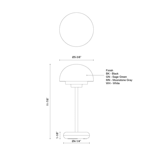 Radiara 5" LED Table Lamp, Moonstone Gray