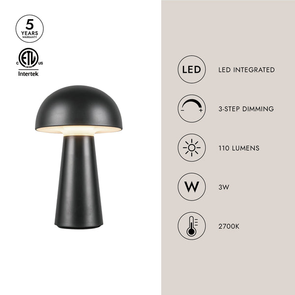 Nova 5" LED Table Lamp, Black